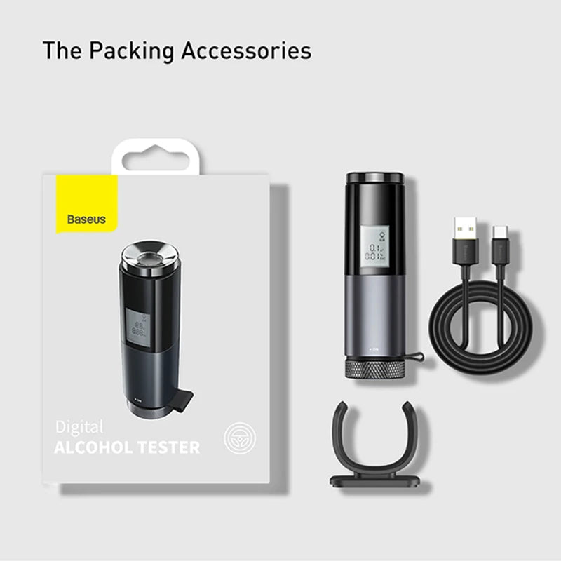 Baseus LED-Anzeige, automatischer Alkoholtester, professioneller Atemalkoholtester, wiederaufladbarer Alkoholtester, Alkoholtestwerkzeuge