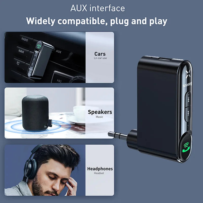 Baseus Aux Auto Wireless Audio Empfänger Auto Bluetooth-kompatibel 5,0 Auto Kit Adapter Freisprecheinrichtung Lautsprecher Mit Mikrofon