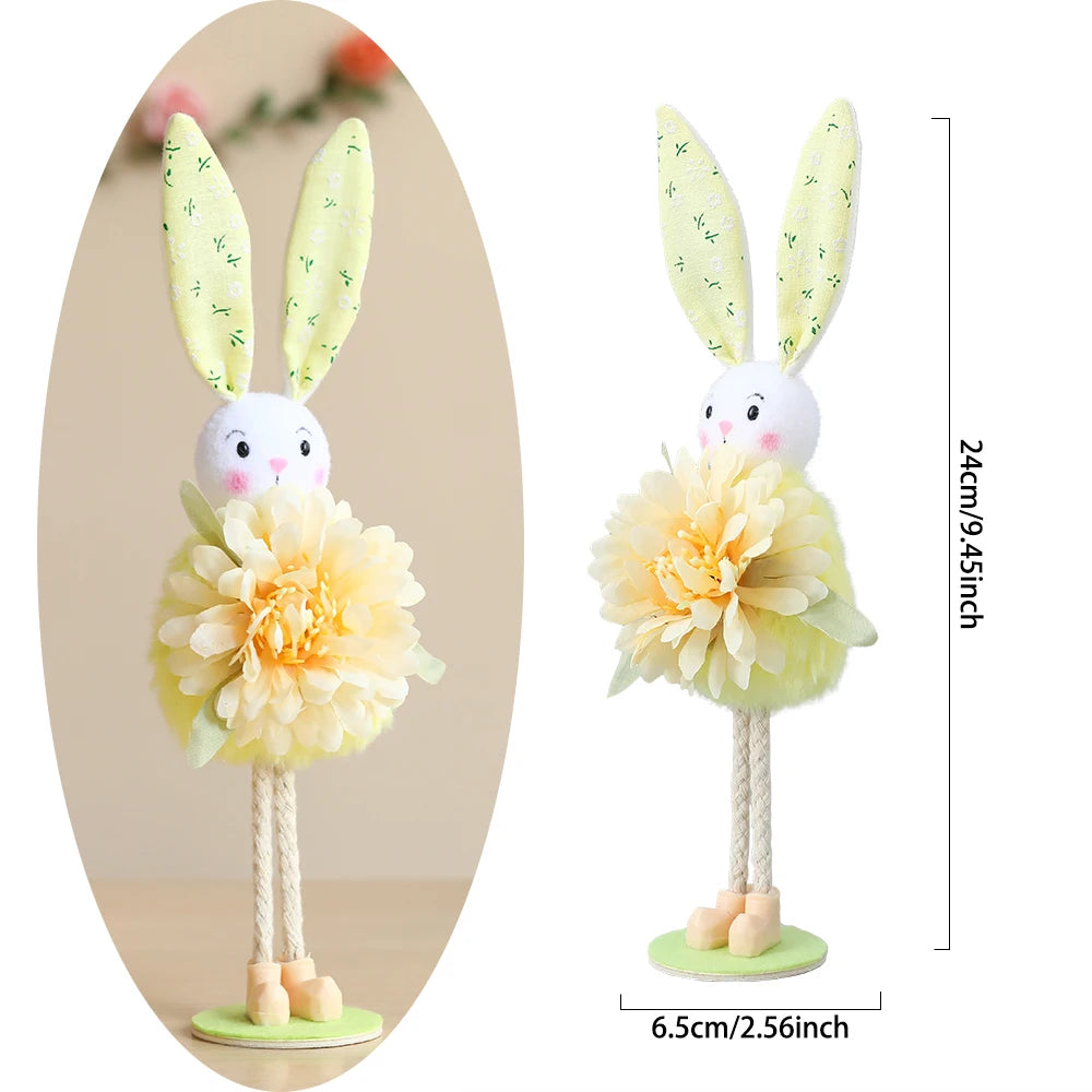 24 cm Ostern Stehende Blume Fee Engel Elf Kaninchen Puppen Rosa Grüne Blumen Gaze Puffy Rock Frühling Hase Ostern Dekor