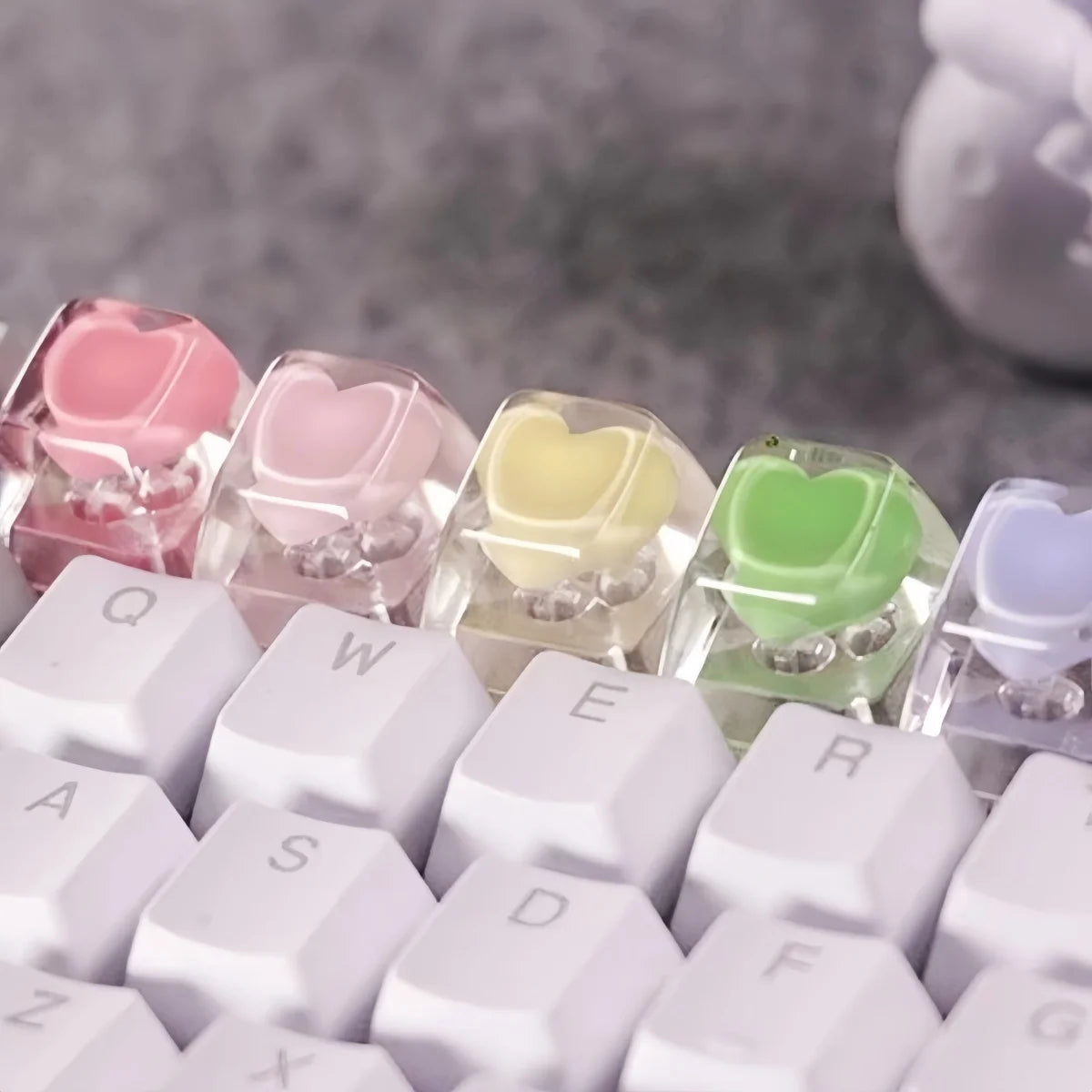 Niedliche Liebesherz-Tastenkappen aus Kunstharz für Cherry MX Switch mechanische Gaming-Tastatur, handgefertigte Neuheit, manuelle Tastenkappe