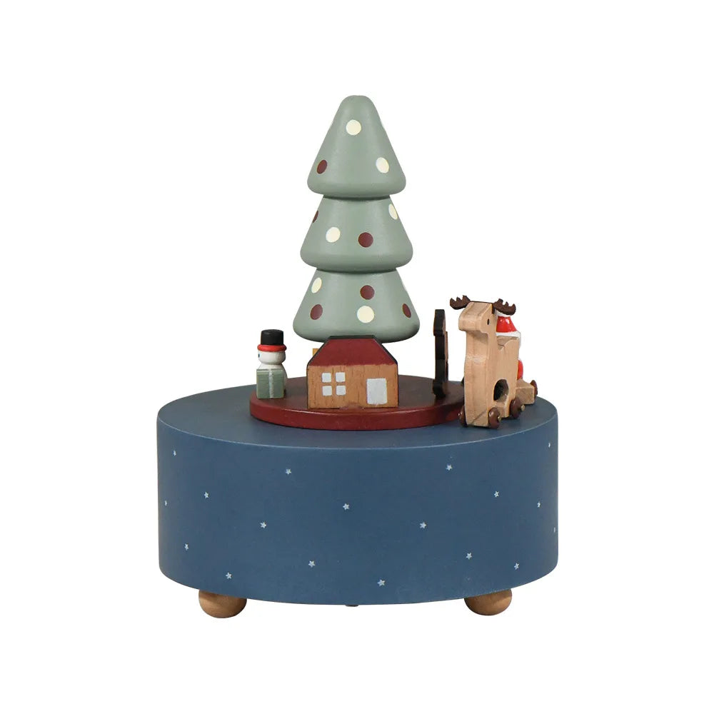 Weihnachtsgeschenke Großhandel Logo gravieren mechanische Wind Up Uhrwerk rotierende Karussell Ballerina Spieluhr aus Holz als Geschenk