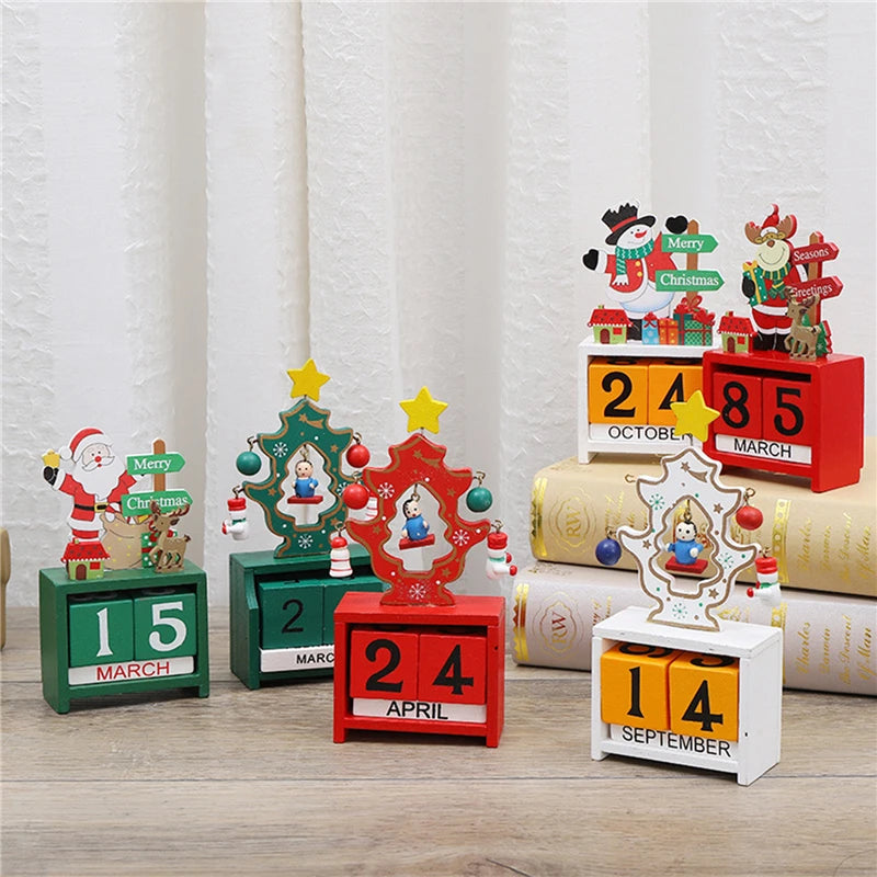 Weihnachten Countdown Kalender Santa Claus Elch Schneemann Holz Kalender Weihnachten Ornamente Hause Desktop Dekoration Neue Jahr Geschenke