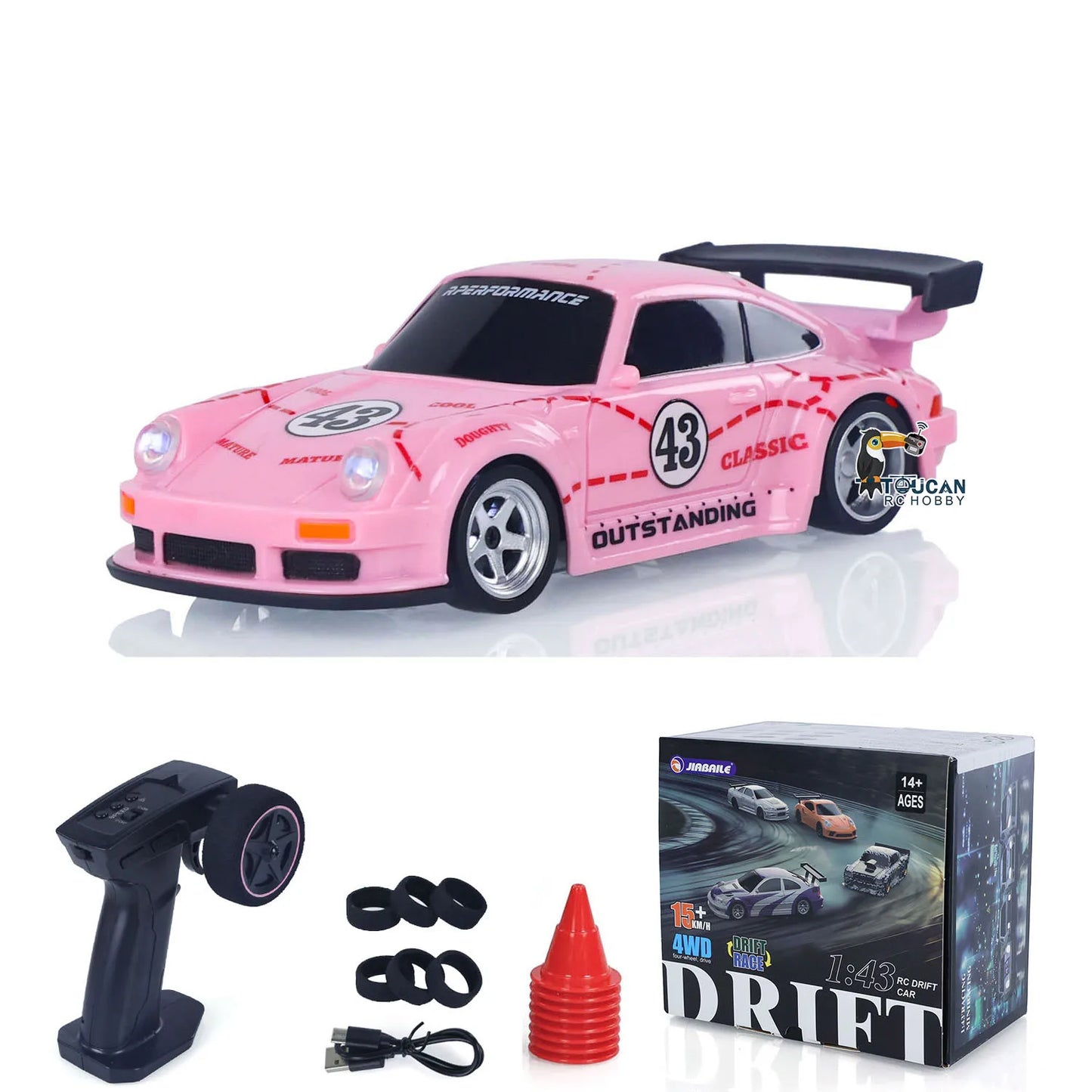 TOUCAN RC Drift Car 1:43 – 4WD Mini Rennwagen mit Lichtern (Gyro optional) - NVTS Solutions