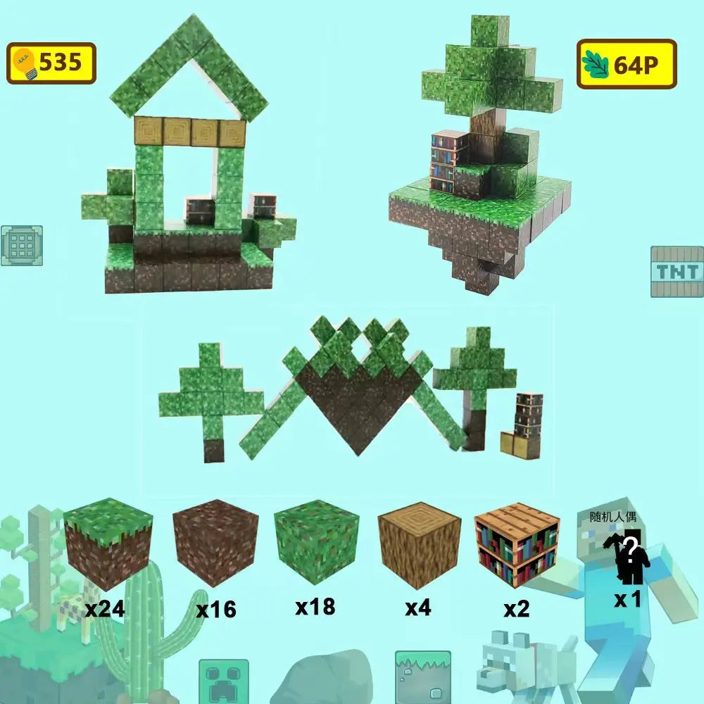 Magnetische Bausteine Mine World Cube Magnet World Set für Kid Age DIY Modell Kinder Stem Bestes Montessori Sinnesspielzeug