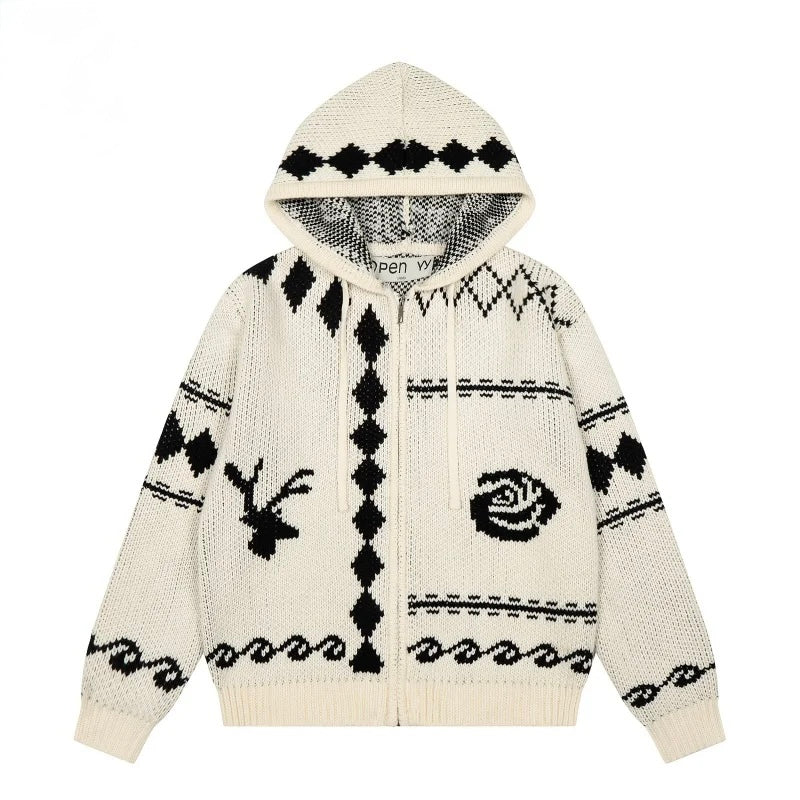 Premium-Strickpullover aus Rosenwolle – Weicher Unisex-Hoodie mit Reißverschluss - NVTS Solutions