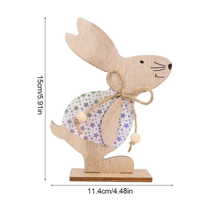 Ostern-Kaninchen-Ornament aus Holz, niedlicher stehender Hase für Frühling, Ostern, Zuhause, Tischdekoration, Party, DIY, Basteln, Kinder, Gastgeschenke, Geschenk 2025,