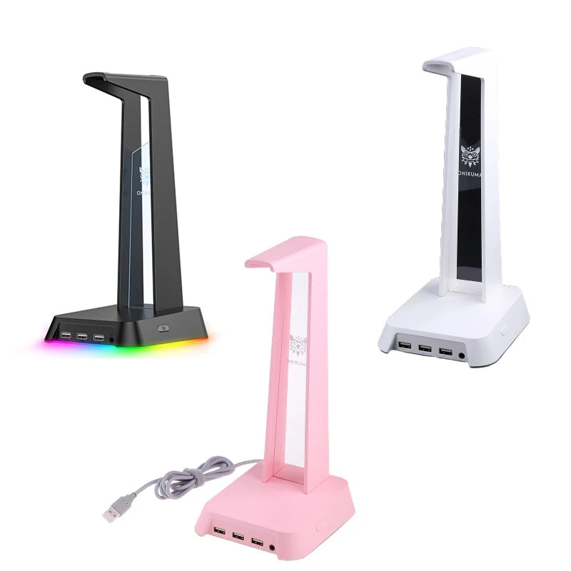 1Set Universal Headset Halter Kopf-montiert Tragbare für Desktop Tisch Spiel Kopfhörer mit 3,5mm AUX und 3 USB Ports