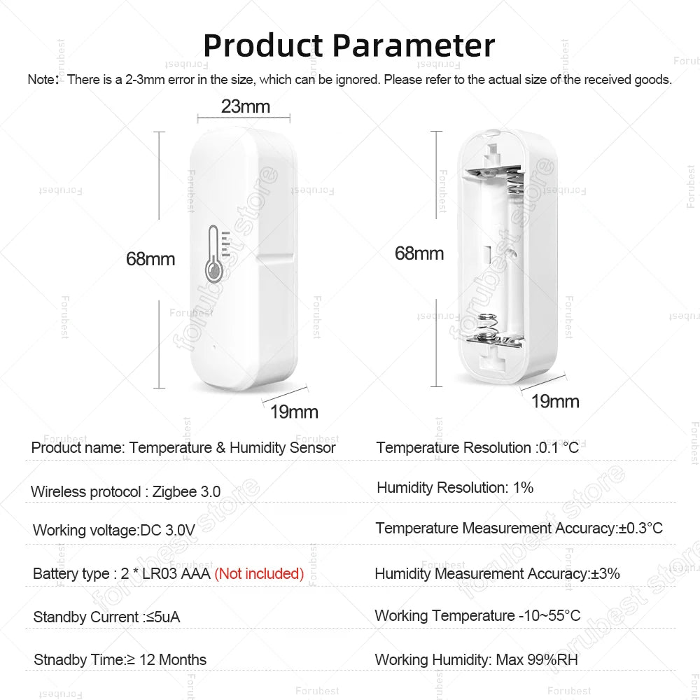 Smart Zigbee Temperatur Feuchtigkeit Sensor Home Indoor Hygrometer Thermometer Smart App Remote Monitor Arbeit Mit Alexa Zigbee2MQTT - NVTS Solutions