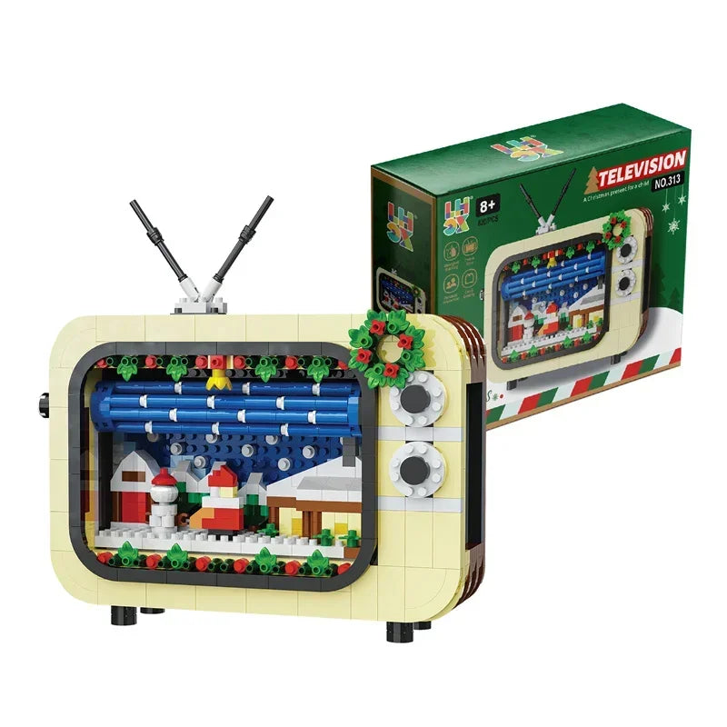 Weihnachten Retro Tv Bausteine Montage Bausteine Weihnachten Geschenk Mini Ziegel Diy Montage Pädagogisches Spielzeug Kunststoff Modell