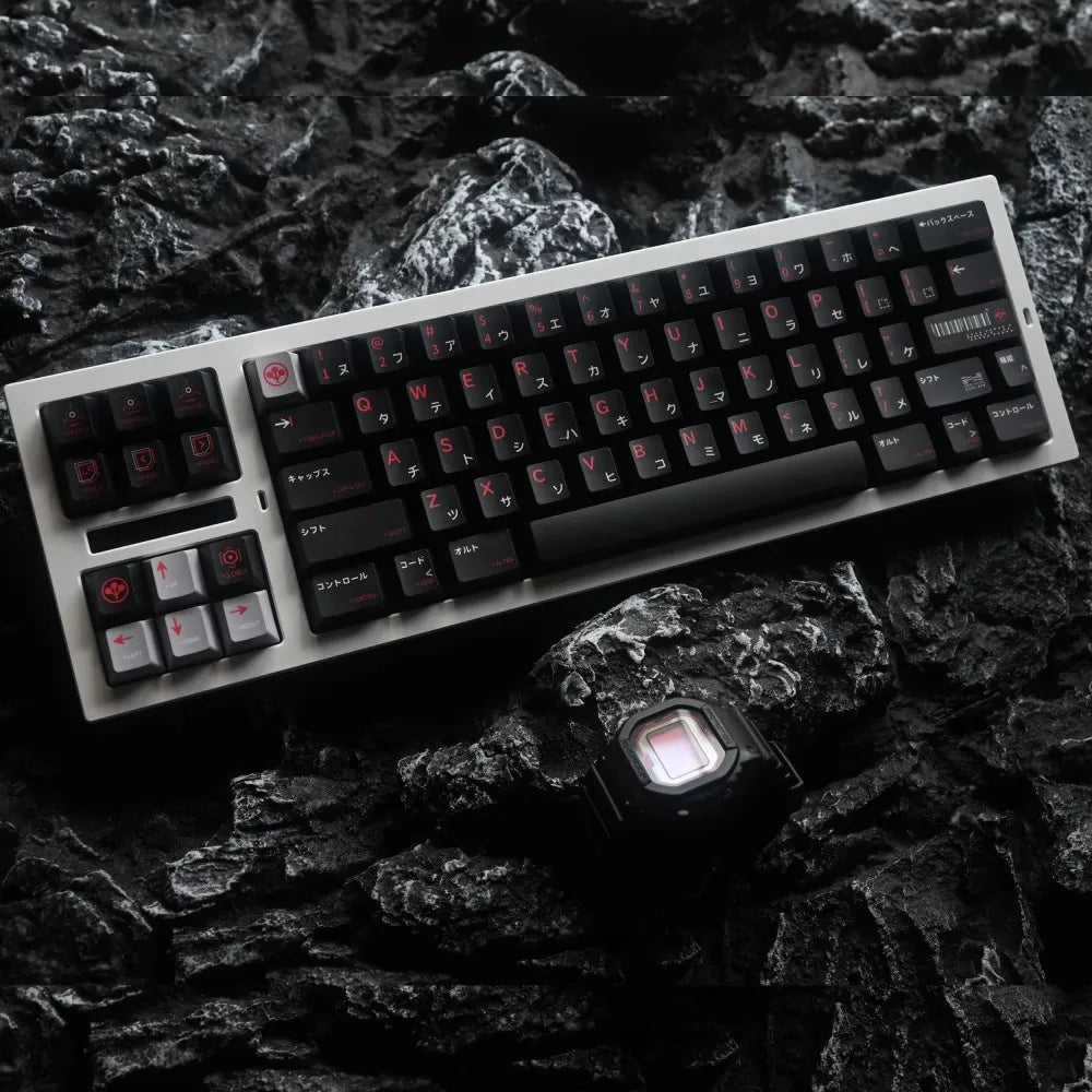 140+ Tasten/Set Arasaka Gaming Tastenkappen PBT Farbstoffsublimation Schwarz Rot Tastenkappen Kirschprofil Anime Spiel CBPK 2077 Tastenkappe MX Switch