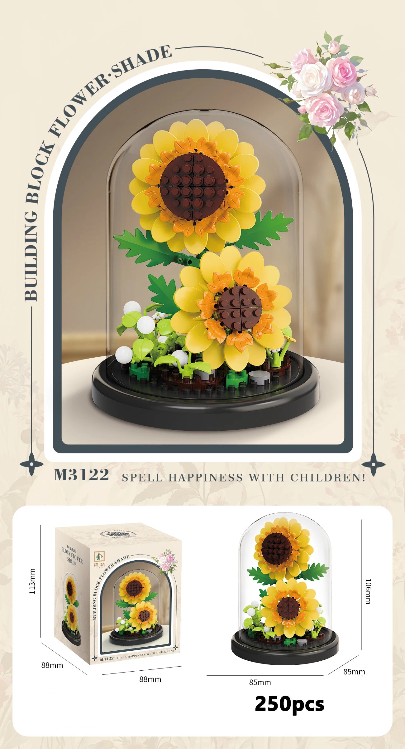 Klemmbaustein Blumen