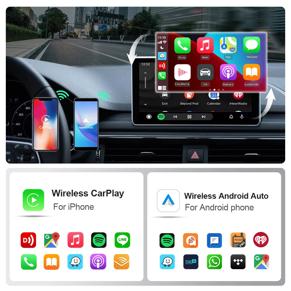 EKIY Drahtlose CarPlay Dongle Drahtlose Android Auto Adapter 2in1 Auto Intelligente Systeme AI Smart Box Für Auto Mit Wired CarPlay
