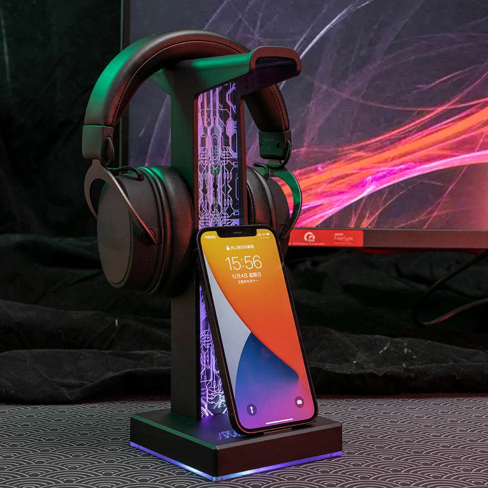 RGB Gaming Kopfhörer ständer Dual USB Port 3,5mm Audio Port 10 Lichteffekte Desktop Gaming Headset Halter Kleiderbügel für Gamer PC
