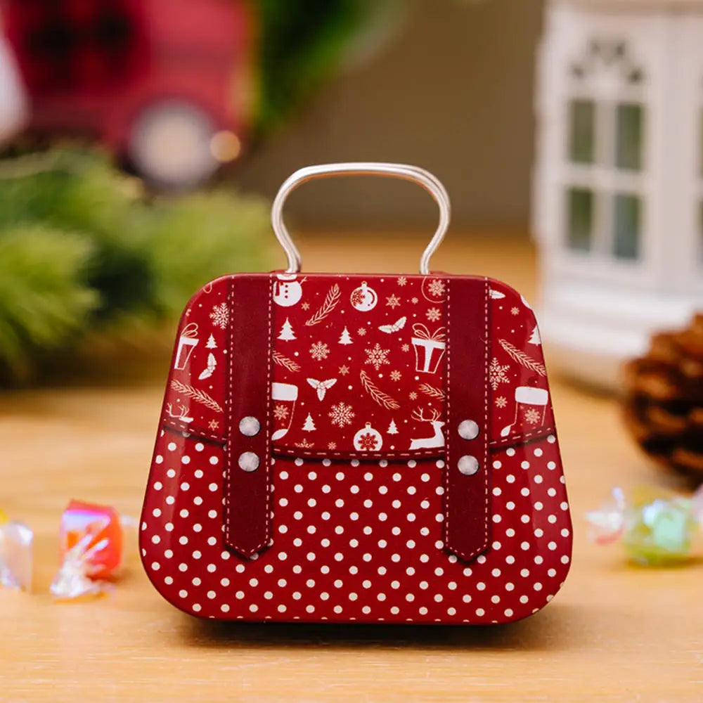 Weihnachts dekoration Metall box Handtasche Form Zinn Glas Schmuck Aufbewahrung koffer Kinder Geschenk kann Aufbewahrung boxen xms Party Dekore