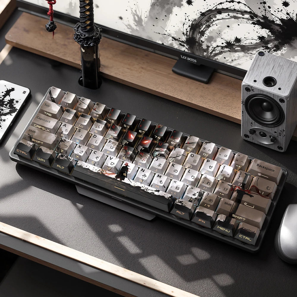 129 Tasten Swordsman 5-seitig Dye Sub PBT Tastenkappe Cherry Profile Side Gedruckt Shine Through Tastenkappen für MX Switches Gaming-Tastatur