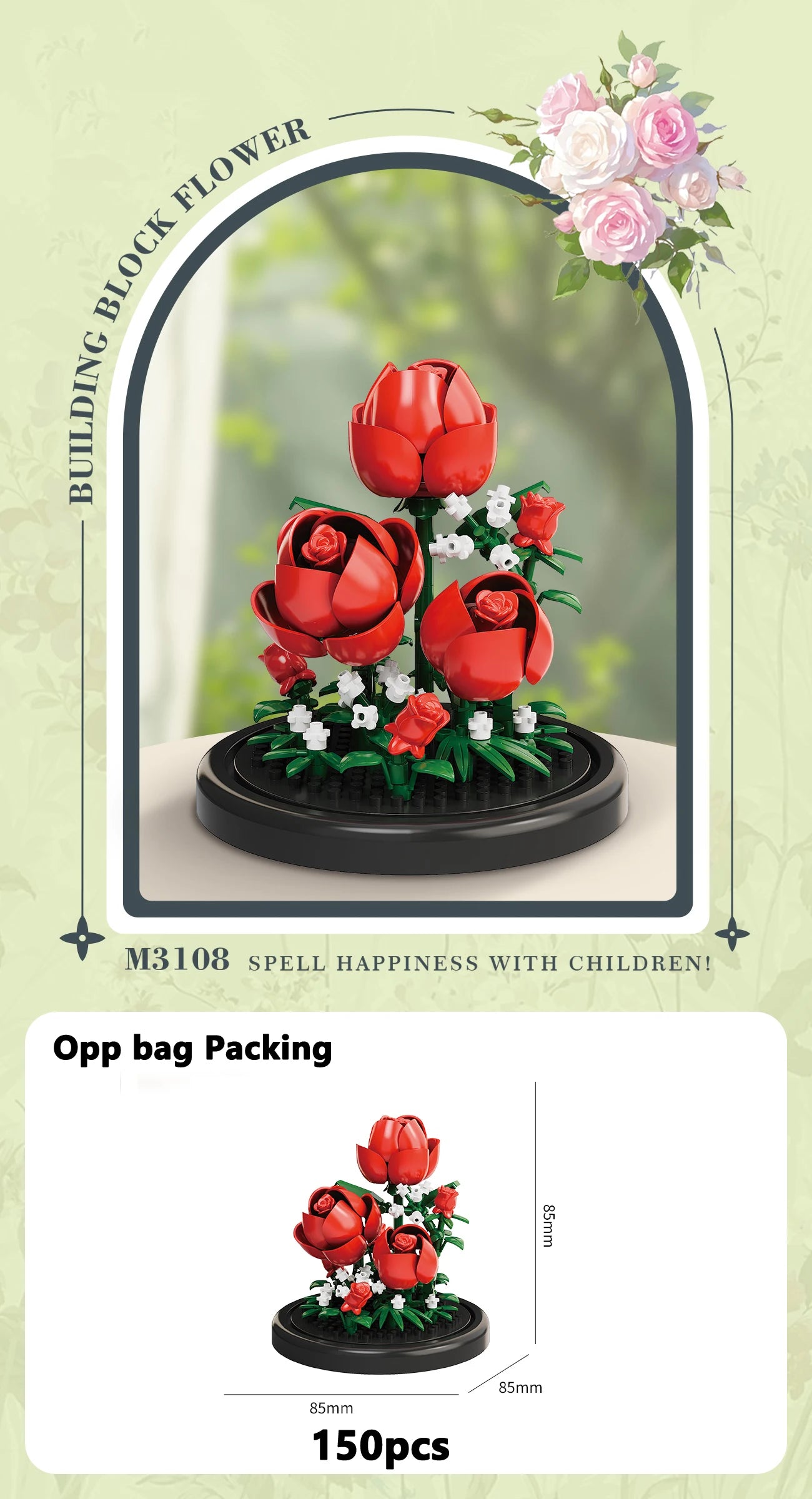 Klemmbaustein Blumen