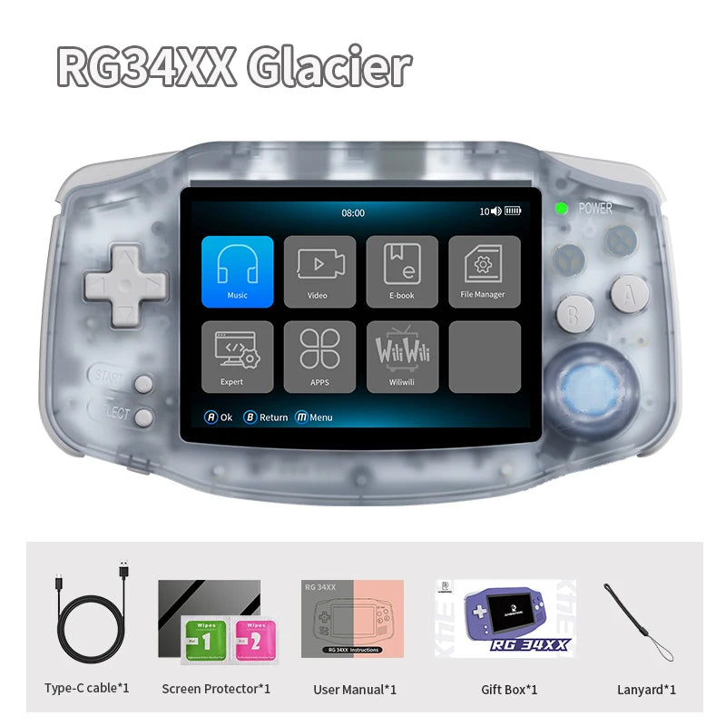 ANBERNIC RG34XX Retro-Handheld-Spielekonsole, 3,4-Zoll-IPS, Linux, 64-Bit, 3500 mAh, Video-Gaming-Player, unterstützt das Streaming von WLAN und Bluetooth