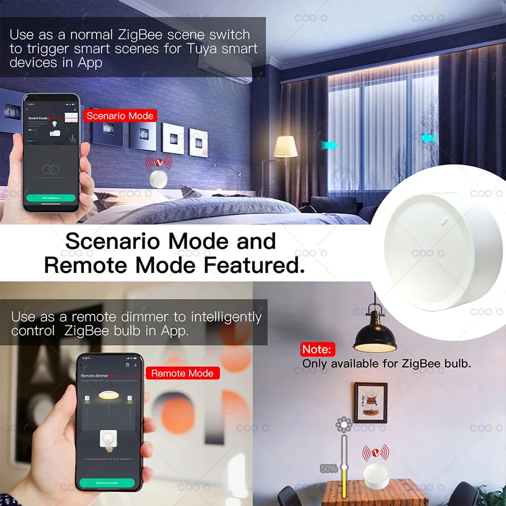 Neue Tuya ZigBee Smart Knob Schalter DIY Drahtlose Szene Taste Drehbare Dimmer Schalter Haushaltsgeräte Automatisierung Verknüpfung Remoter - NVTS Solutions