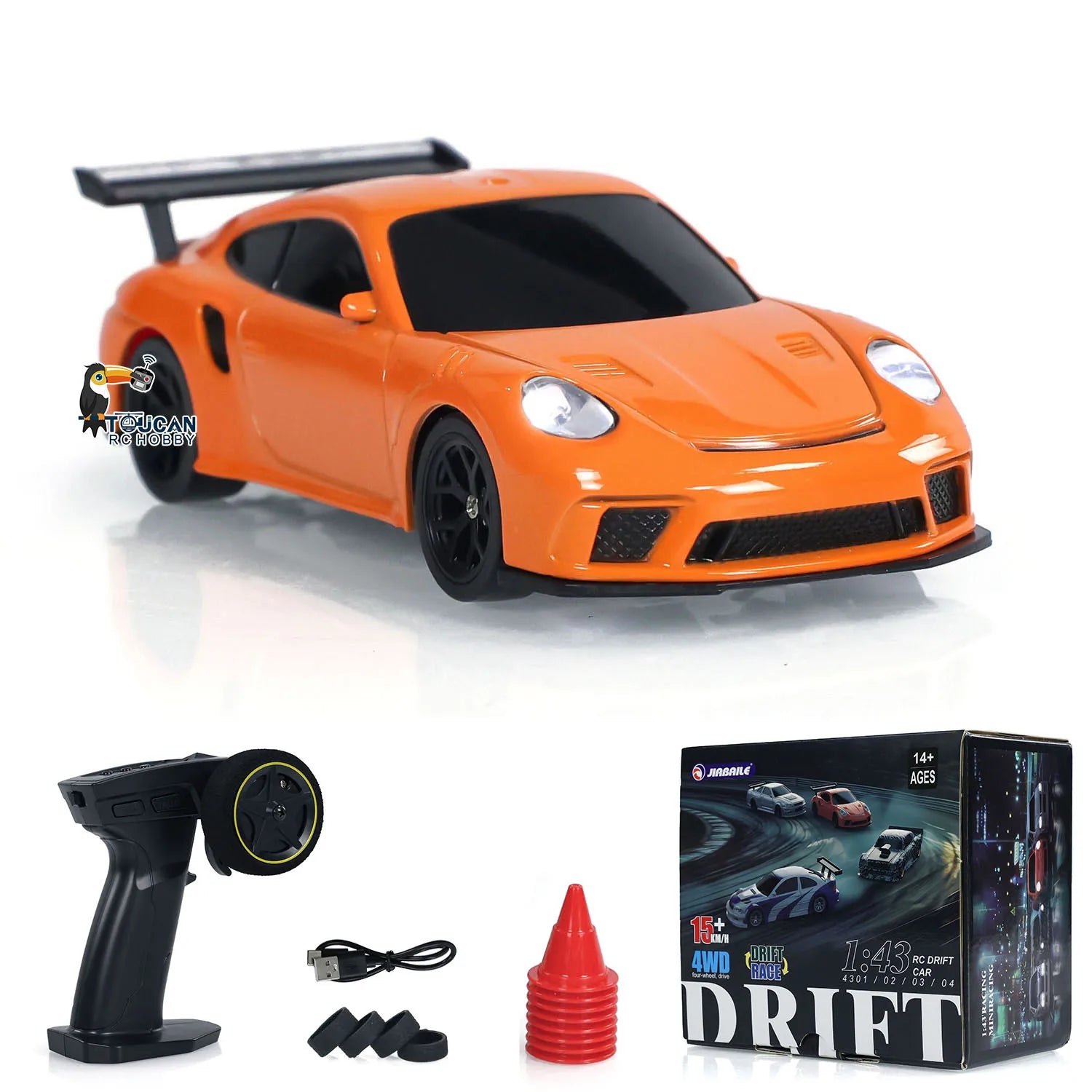 TOUCAN RC Drift Car 1:43 – 4WD Mini Rennwagen mit Lichtern (Gyro optional) - NVTS Solutions