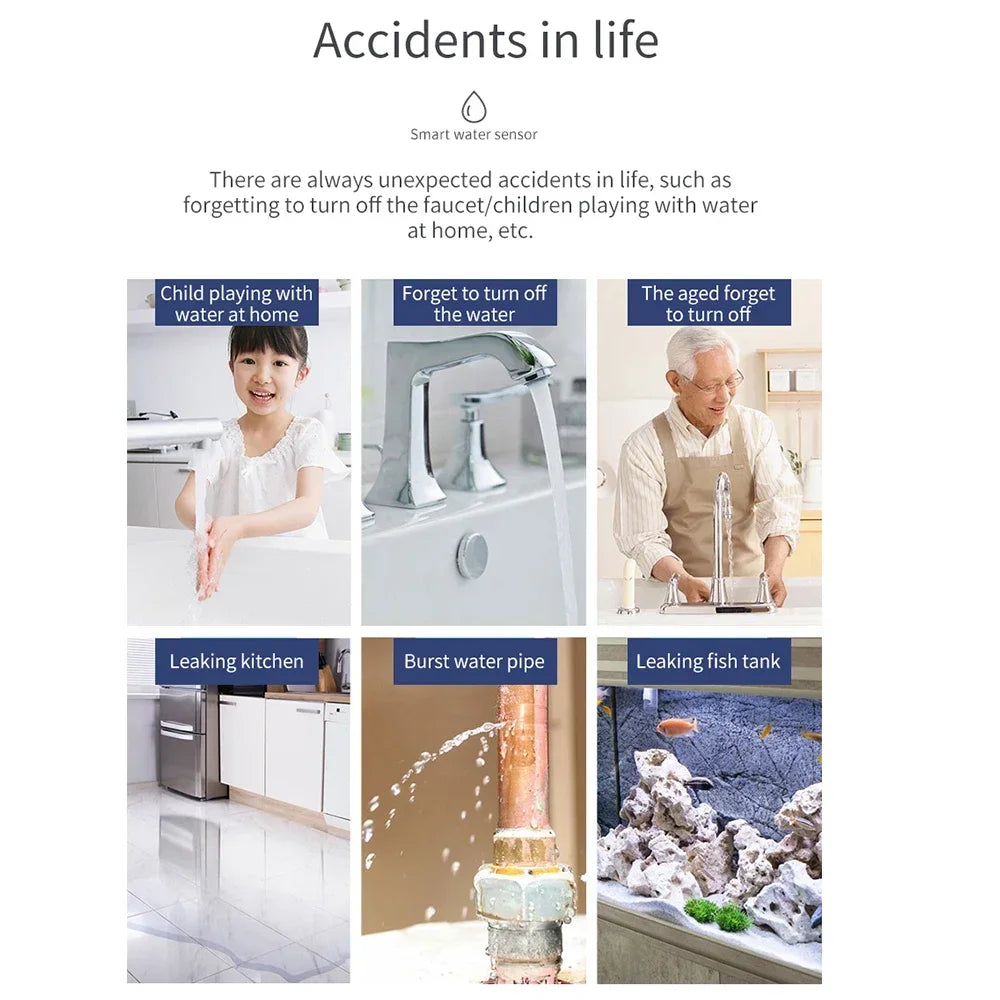 Zigbee Wassersensor, Überschwemmungsleckdetektor, App, Fernüberwachung für Küche/Badezimmer, unterstützt Home Assistant Zigbee2mqtt - NVTS Solutions