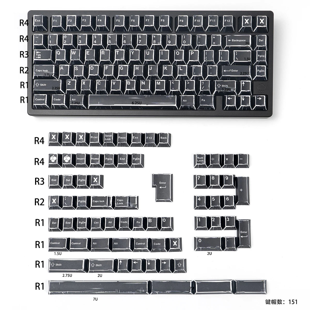 Comic Mixed Lights Dye Sublimation PBT Tastenkappe Russisch/Koreanisch/Deutsch/Englisch Tastenkappen Kirschprofil für MX Switch Gaming Keybaord