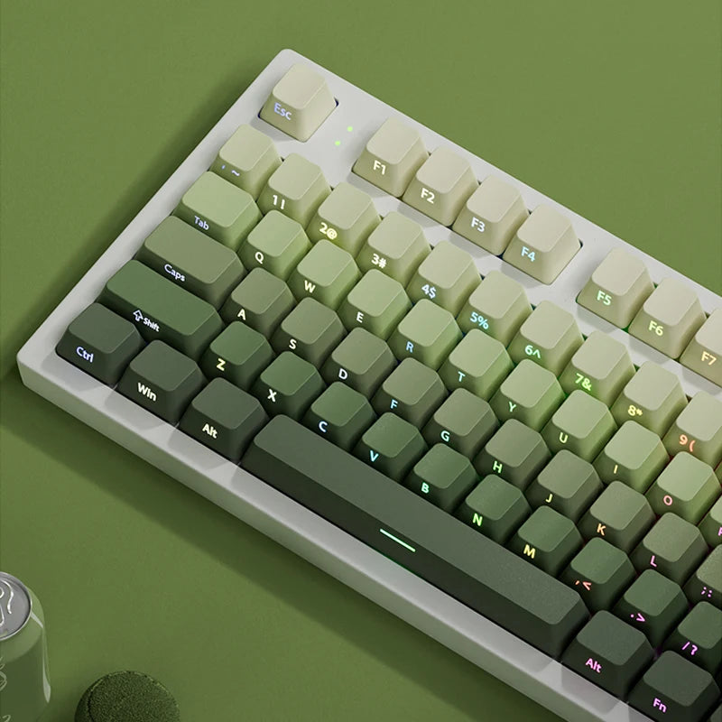 135-Tasten-Tastenkappen mit Kirschprofil, grüne Traube, seitlicher Druck, durchscheinende Tastenkappen, Double Shot PBT-Tastenkappe für MX Switch Gaming-Tastatur