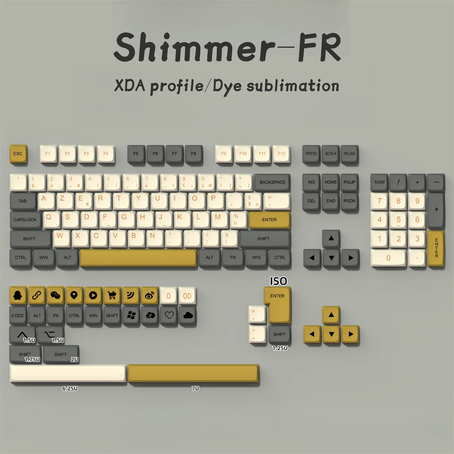 Französisch fr keycaps pbt xda keycap für cherry mx switch gaming mechanische tastatur gmk67 farbstoff sub key caps iso azerty layout