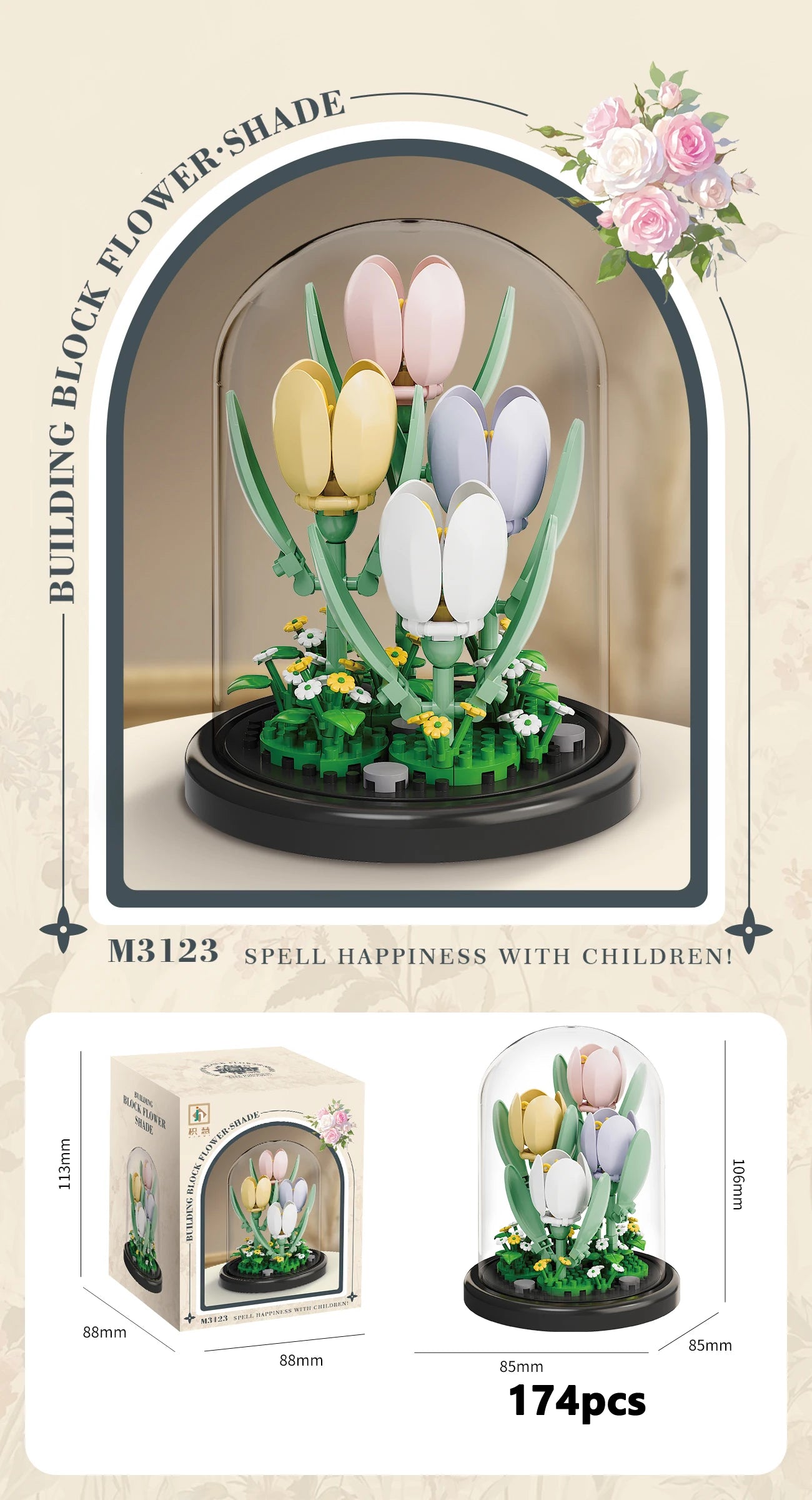 Klemmbaustein Blumen