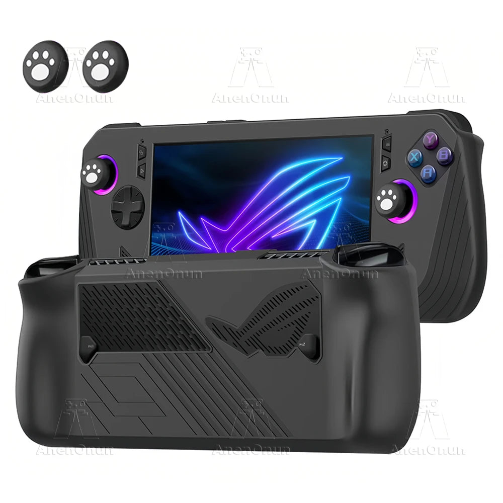 ROG Ally X Silikonhülle, Rundumschutz, stoßfest, kratzfest, rutschfest, vollständige Abdeckung, langlebige Softshell mit 2 Daumengriffen