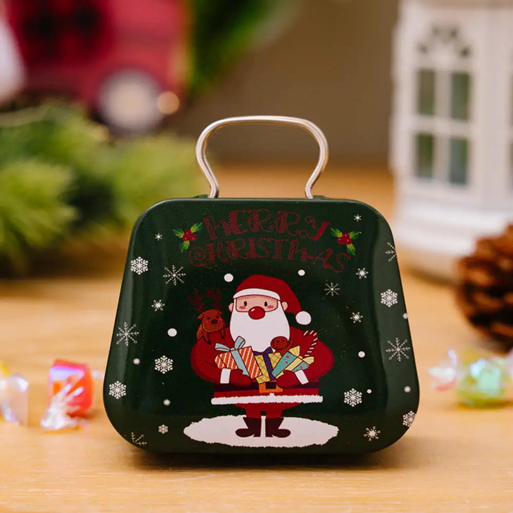 Weihnachts dekoration Metall box Handtasche Form Zinn Glas Schmuck Aufbewahrung koffer Kinder Geschenk kann Aufbewahrung boxen xms Party Dekore