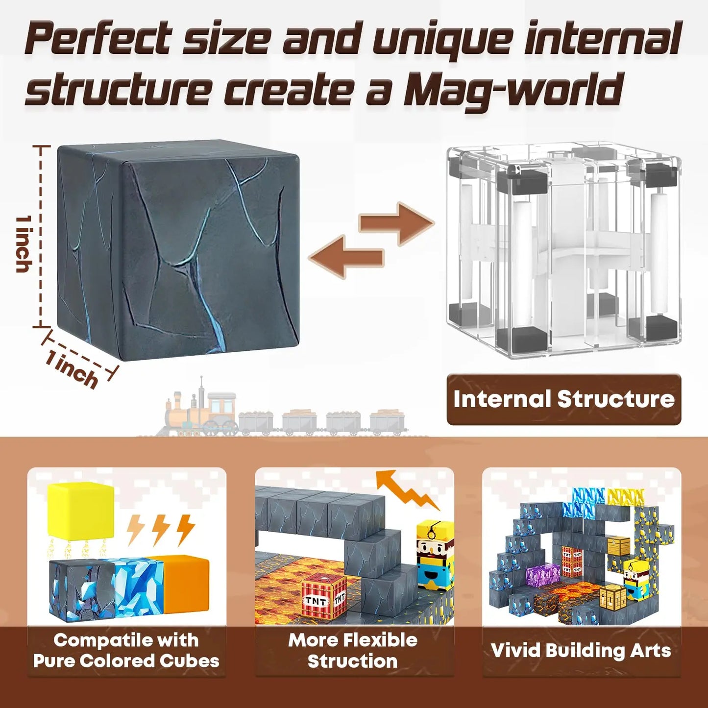 Magnetische Bausteine Mine World Cube Magnet World Set für Kid Age DIY Modell Kinder Stem Bestes Montessori Sinnesspielzeug