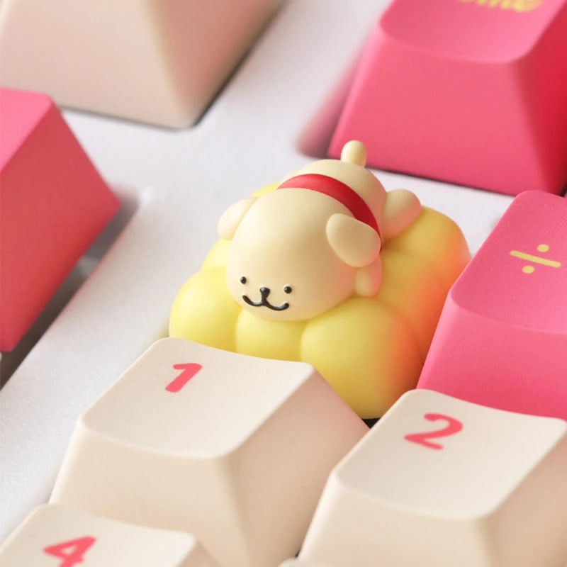 Malteser Hund Tastenkappe aus Kunstharz, niedlich, 3D-handgefertigt, personalisierbar, Kawaii-Handwerker-Tastenkappe für mechanische Tastatur, Gaming-Zubehör