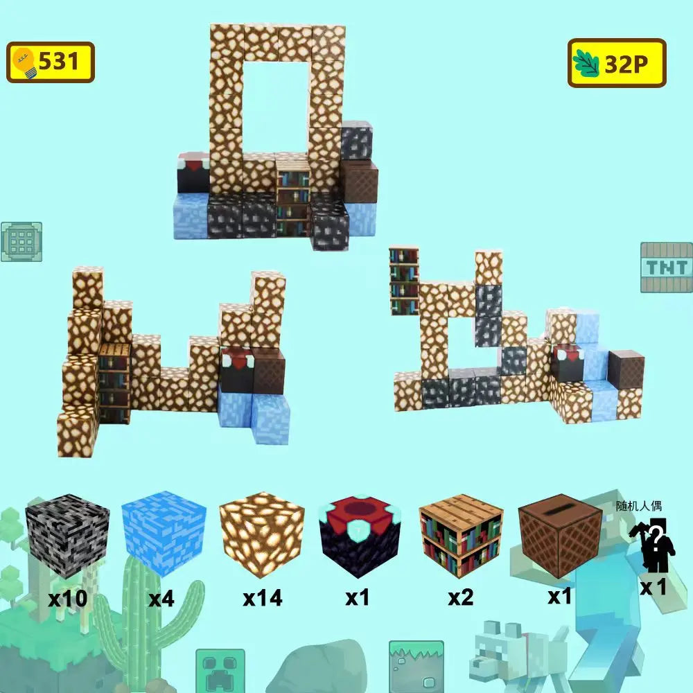 Magnetische Bausteine Mine World Cube Magnet World Set für Kid Age DIY Modell Kinder Stem Bestes Montessori Sinnesspielzeug