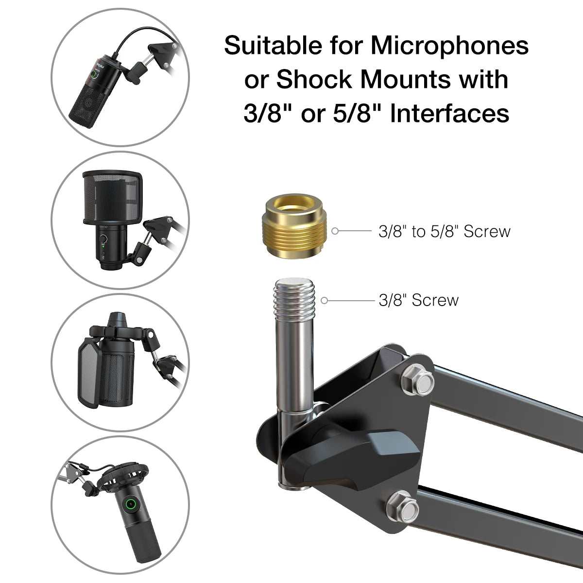 FIFINE Mikrofonarm-Boom, verstellbarer Aufhängungsboom mit robuster Klemme, Scheren-Mikrofonständer für Aufnahmen, Spiele, K688 K658-CS1