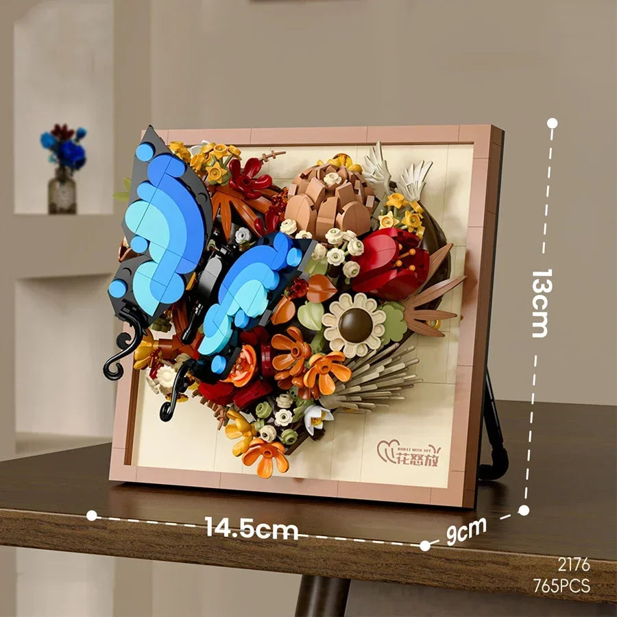 Neujahrsdekorationen 3D Bilderrahmen Bausteine Blumen Mini Ziegel DIY Mädchen Spielzeug Hochzeitsgeschenke