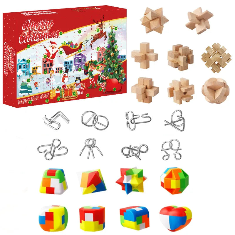 Weihnachten Adventskalender Geschenkbox DIY Weihnachtszug Jesus Ziegel Spielzeug 24 Tage Countdown Kalender Box Überraschung Weihnachtsgeschenk