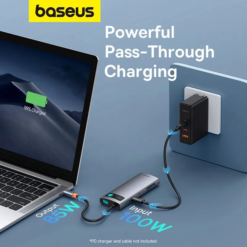 Baseus 7-in-1 gen 2 usb c hub 4k @ 60hz hdmi 3 * usb 3,0 pd 100w typ c port sd/tf kartenleser für macbook ipad m2 m1 dampf deck