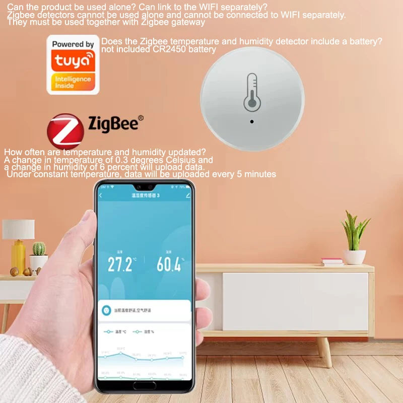 Tuya Zigbee Temperatur Und Feuchtigkeit Sensor Sprachsteuerung Intelligente Hause Hygrometer Echtzeit Überwachung Stimme Alexa - NVTS Solutions