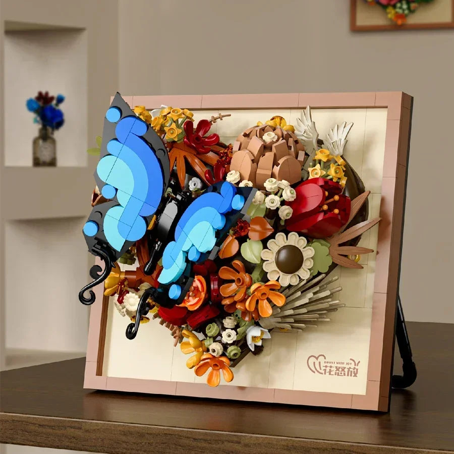 Neujahrsdekorationen 3D Bilderrahmen Bausteine Blumen Mini Ziegel DIY Mädchen Spielzeug Hochzeitsgeschenke