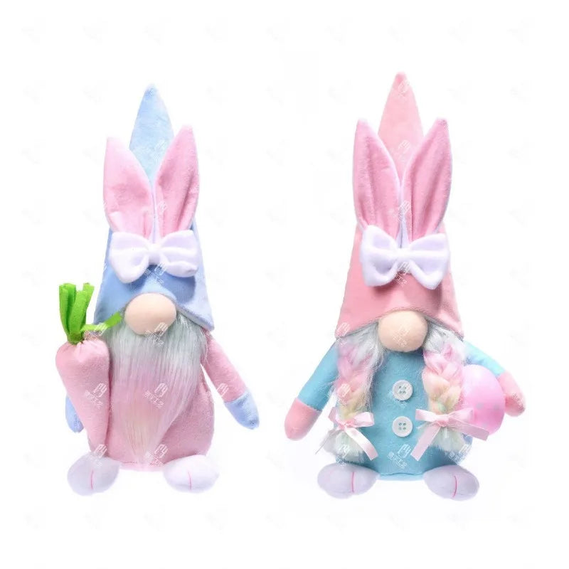 Osterhase Ei Karotte Babypuppe ohne Gesicht rosa Ohrfigur Desktop-Dekoration Dekorationen süße Urlaubsgeschenke Unisex