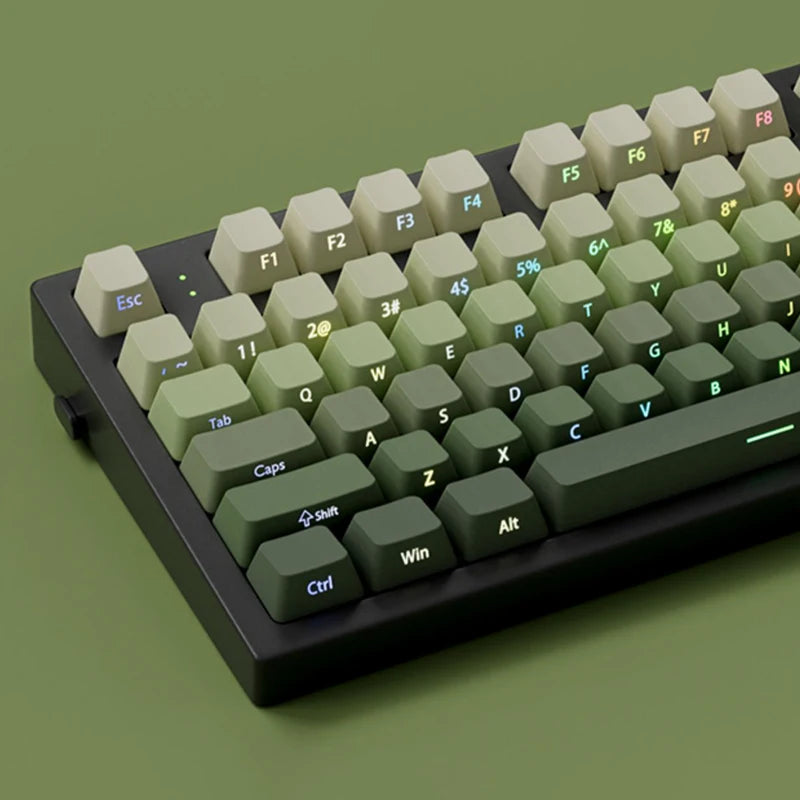 135-Tasten-Tastenkappen mit Kirschprofil, grüne Traube, seitlicher Druck, durchscheinende Tastenkappen, Double Shot PBT-Tastenkappe für MX Switch Gaming-Tastatur
