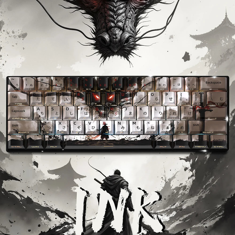 129 Tasten Swordsman 5-seitig Dye Sub PBT Tastenkappe Cherry Profile Side Gedruckt Shine Through Tastenkappen für MX Switches Gaming-Tastatur