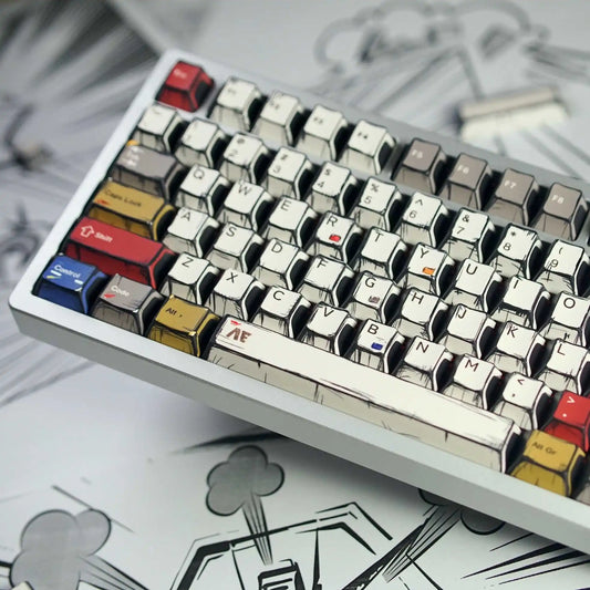 Comic Mixed Lights Dye Sublimation PBT Tastenkappe Russisch/Koreanisch/Deutsch/Englisch Tastenkappen Kirschprofil für MX Switch Gaming Keybaord
