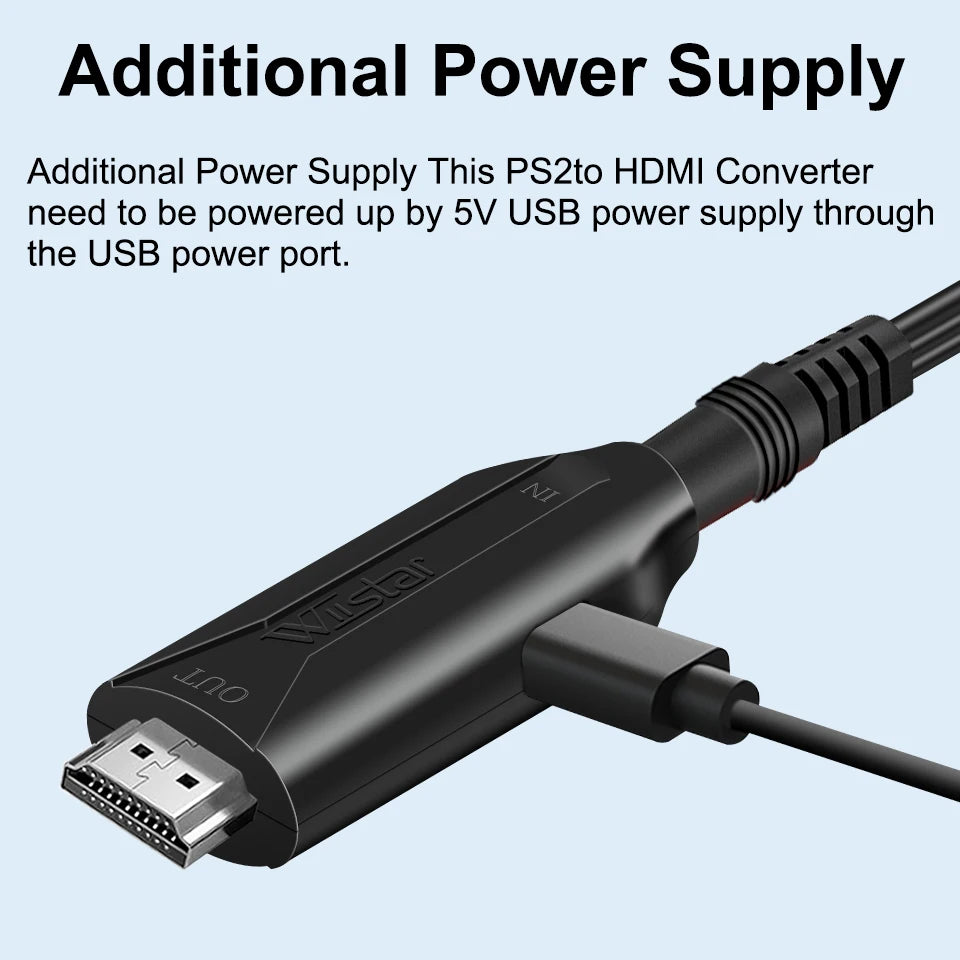 PS2-zu-HDMI-Konverter-Adapter, PS2-zu-HDMI-Kabel, PS2-zu-HDMI-Unterstützung 1080P, Verbindung eines PS2-zu-modernen Fernsehs mit HDMI
