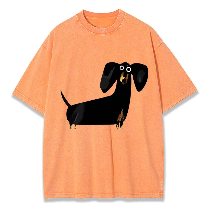 Oversize Vintage T-Shirt | "acid-wash" Baumwolle mit Dackel-Motiv | Statement Piece - NVTS Solutions
