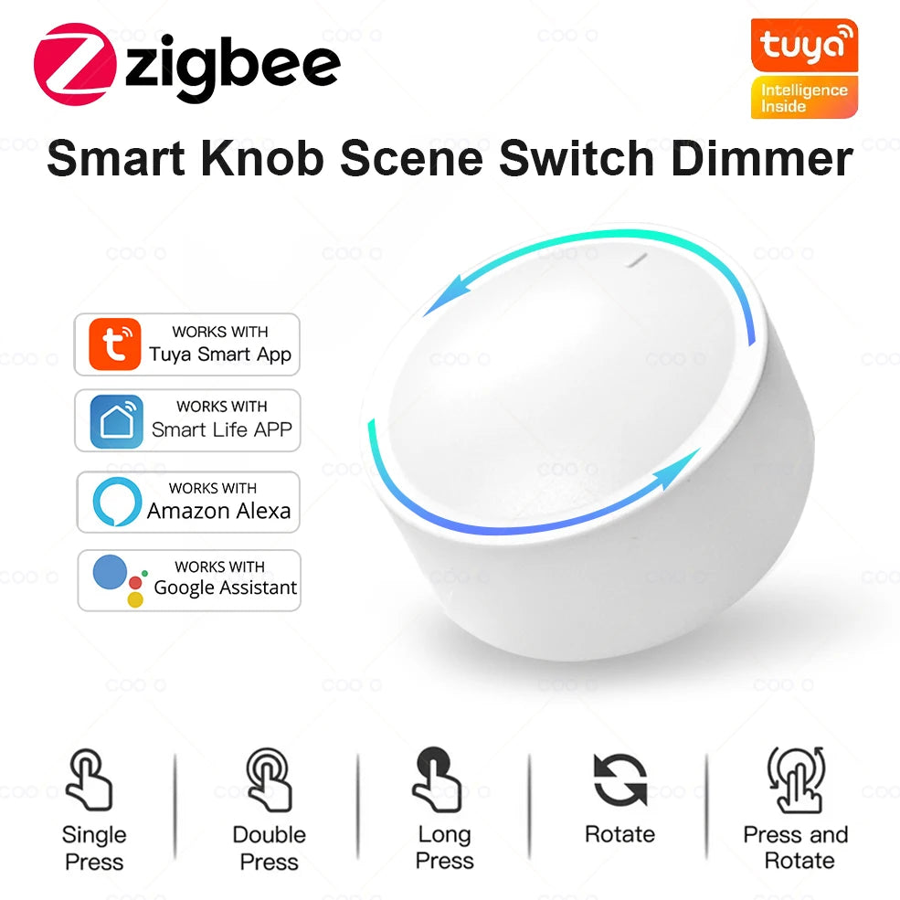 Neue Tuya ZigBee Smart Knob Schalter DIY Drahtlose Szene Taste Drehbare Dimmer Schalter Haushaltsgeräte Automatisierung Verknüpfung Remoter - NVTS Solutions