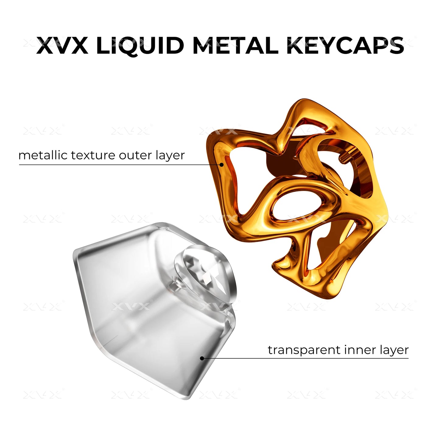 XVX Metallstruktur, galvanisch beschichtet, durchscheinend, individuelle Tastenkappen, mechanische Gaming-Tastatur, DIY-Zubehör