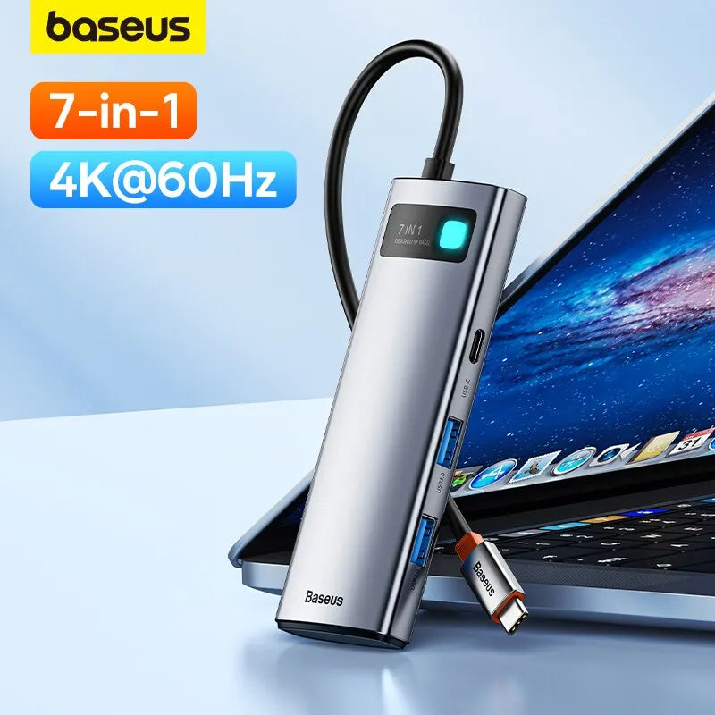 Baseus 7-in-1 gen 2 usb c hub 4k @ 60hz hdmi 3 * usb 3,0 pd 100w typ c port sd/tf kartenleser für macbook ipad m2 m1 dampf deck