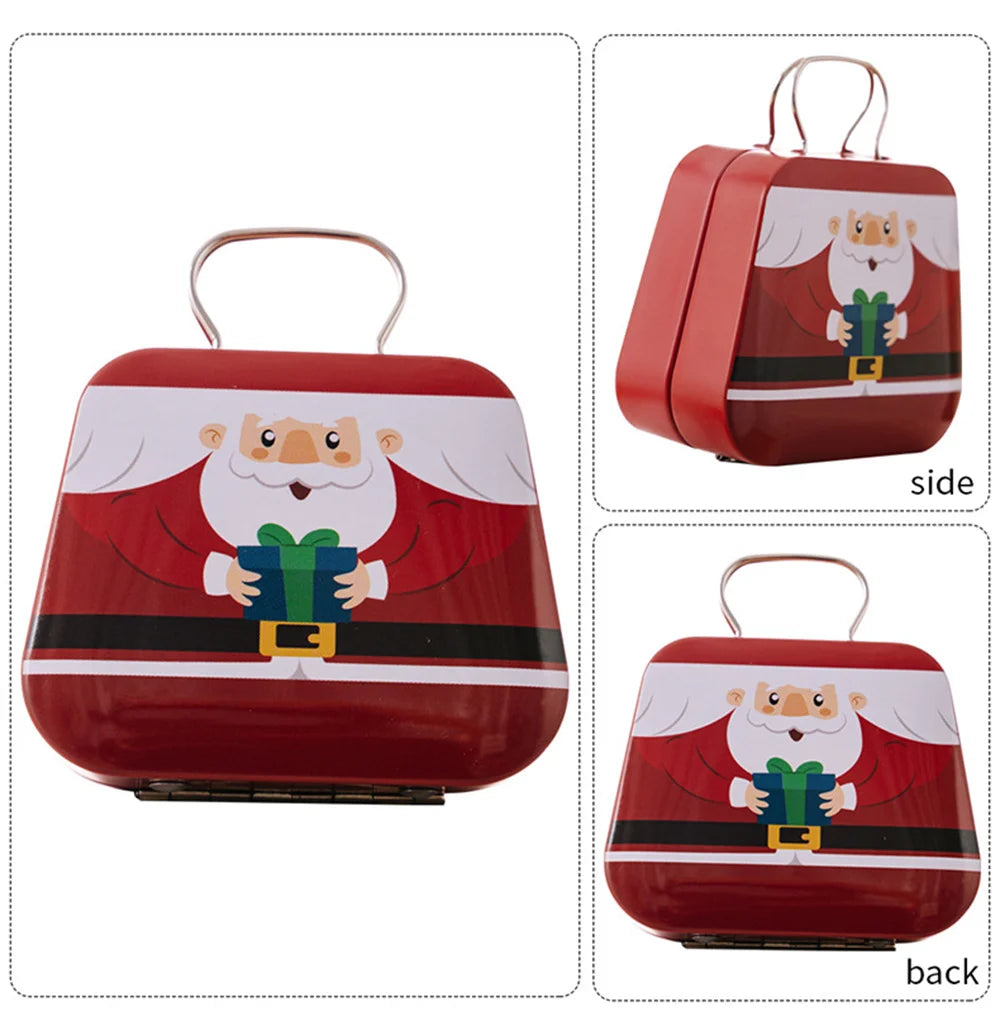 Weihnachts dekoration Metall box Handtasche Form Zinn Glas Schmuck Aufbewahrung koffer Kinder Geschenk kann Aufbewahrung boxen xms Party Dekore