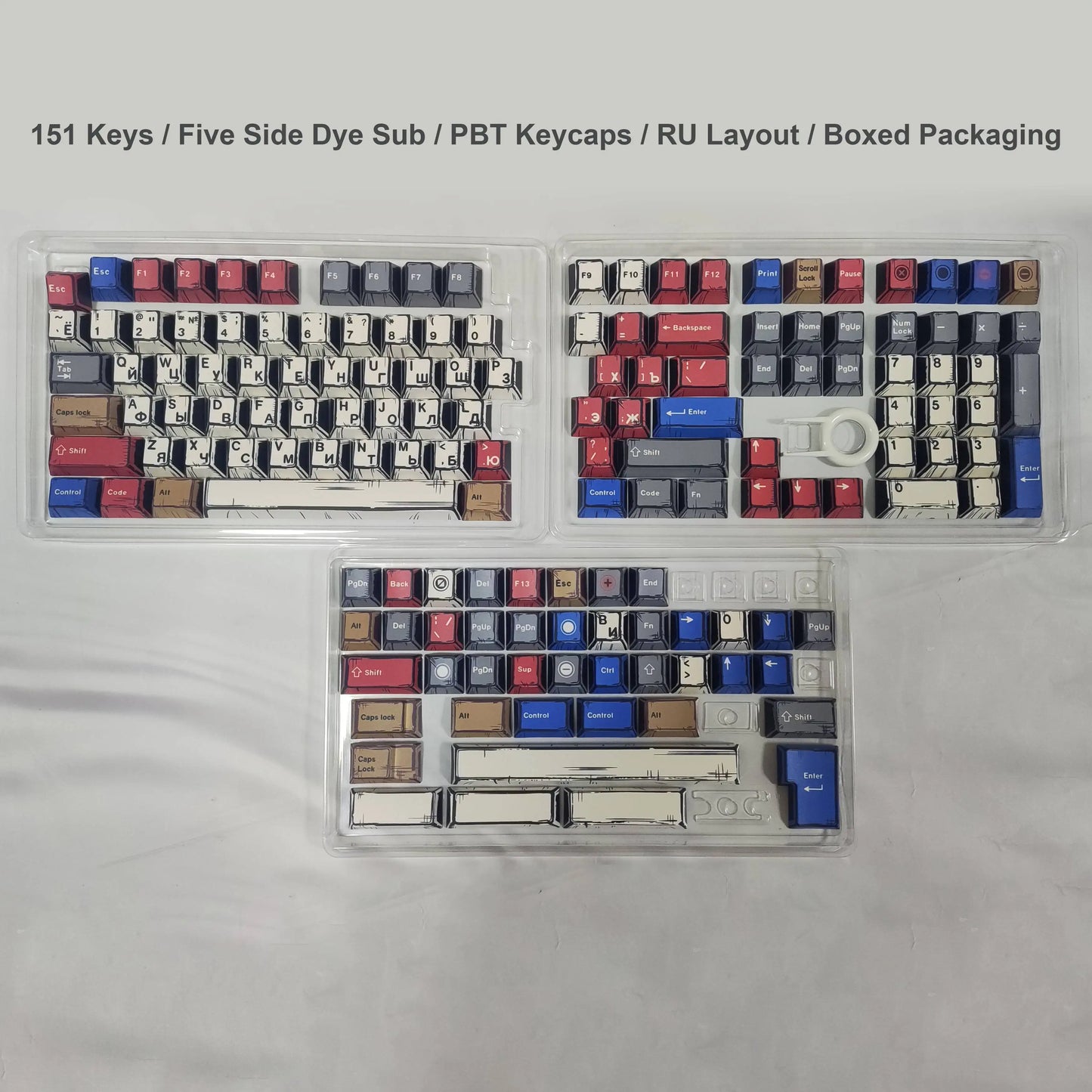 Comic Mixed Lights Dye Sublimation PBT Tastenkappe Russisch/Koreanisch/Deutsch/Englisch Tastenkappen Kirschprofil für MX Switch Gaming Keybaord